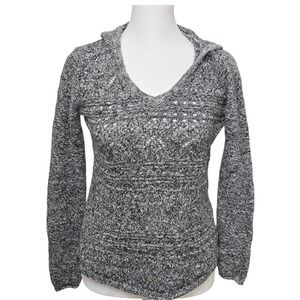 Cloud Chaser Marled Knit Hoodie V Neck Long Sleeve Sweater Womens Medium‎
